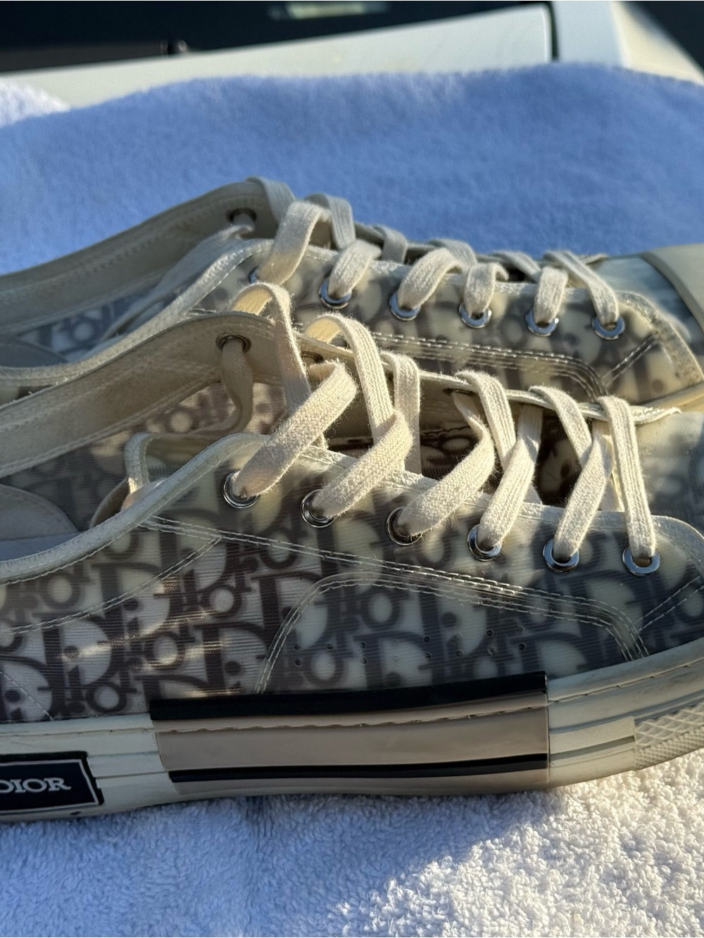 Dior Beige Monogram Low-Top Sneakers - Picture 2 of 6
